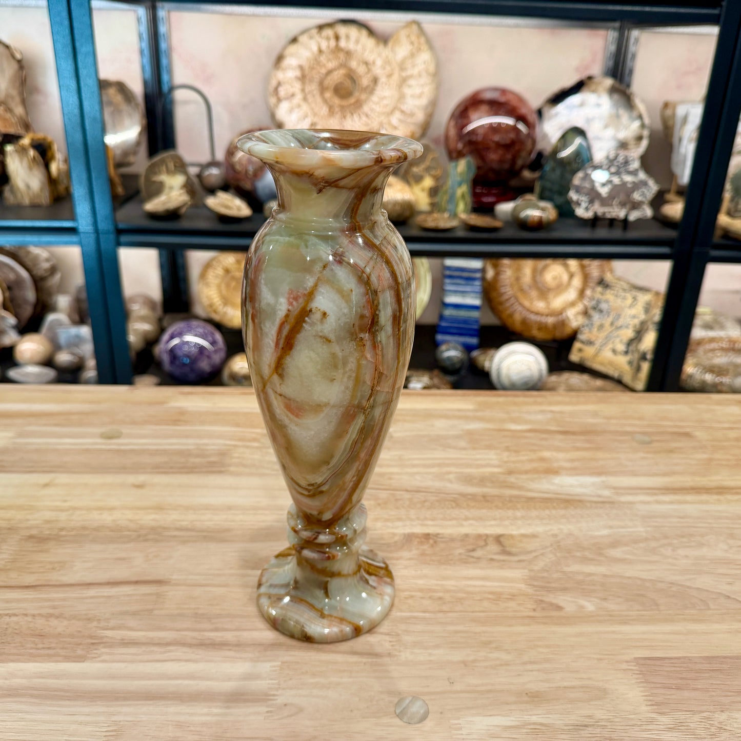 Reserve Green Banded Calcite Vase