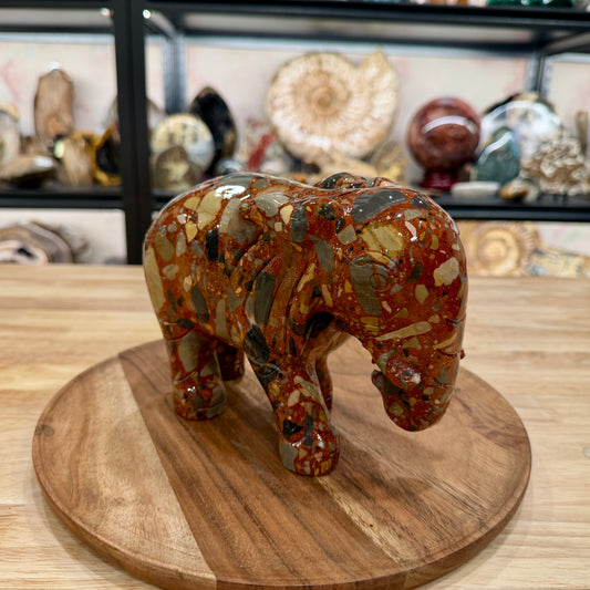 Hand-Carved Longken Jasper Elephant