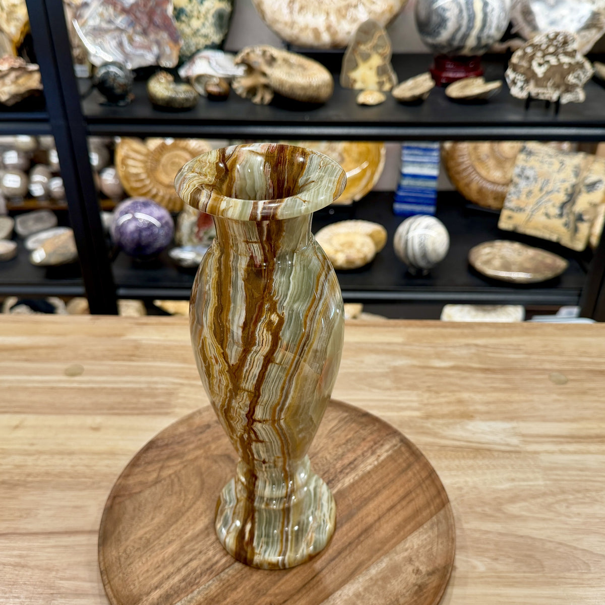 Reserve Green Banded Calcite Vase