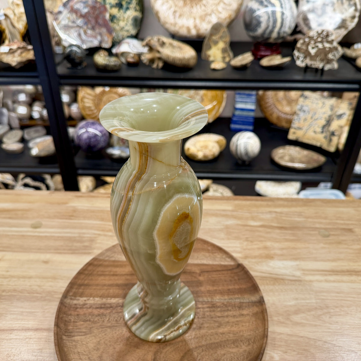 Reserve Green Banded Calcite Vase