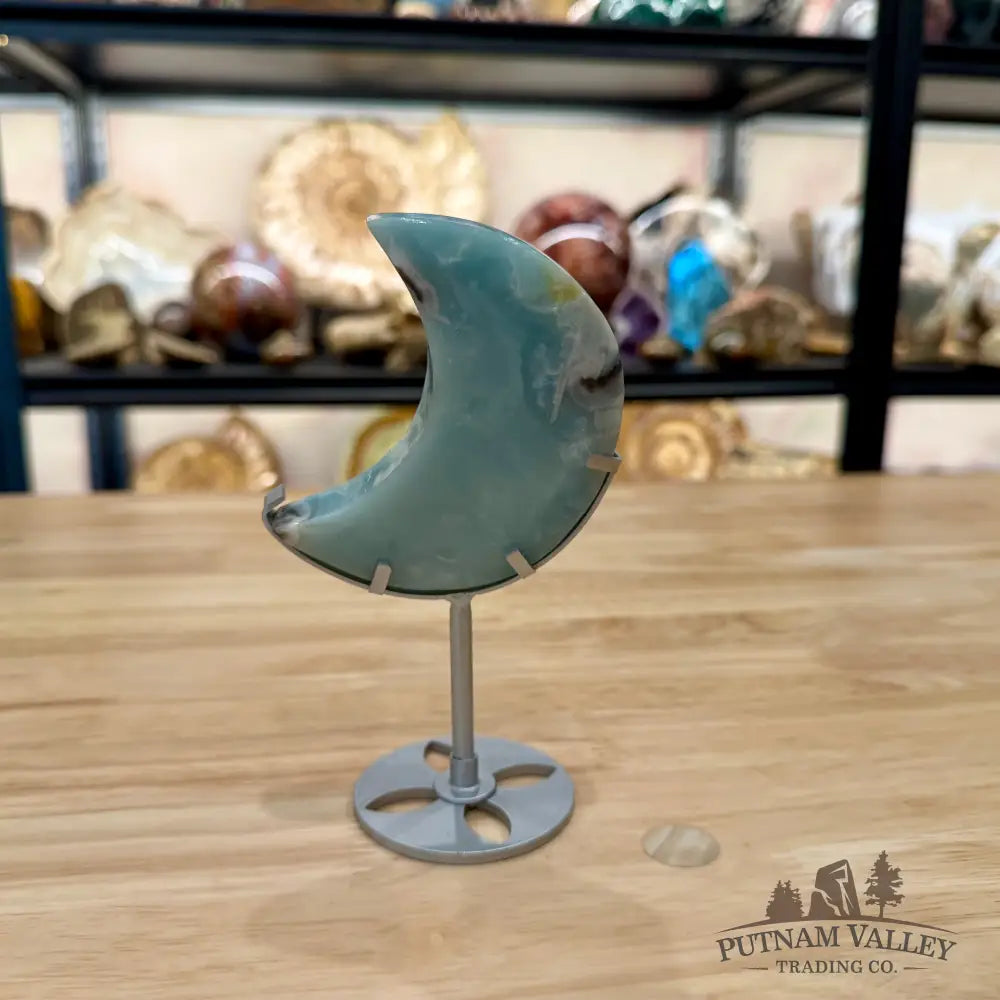 Amazonite Moon on Metal Stand 6’’ 2 - Moon