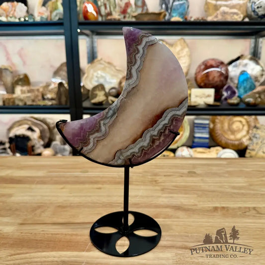 Amethyst Agate Moon + Stand 11.63’’ - Sculpture
