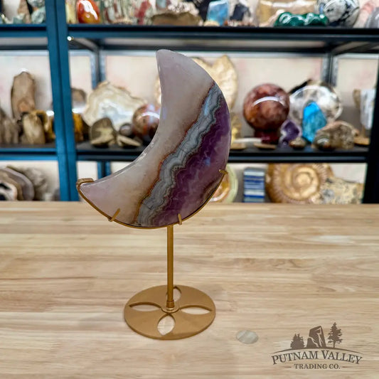 Amethyst Agate Moon + Stand 9.5’’ - Sculpture