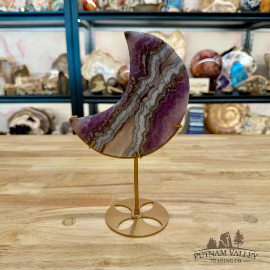Amethyst Agate Moon + Stand 9.5’’ - Sculpture
