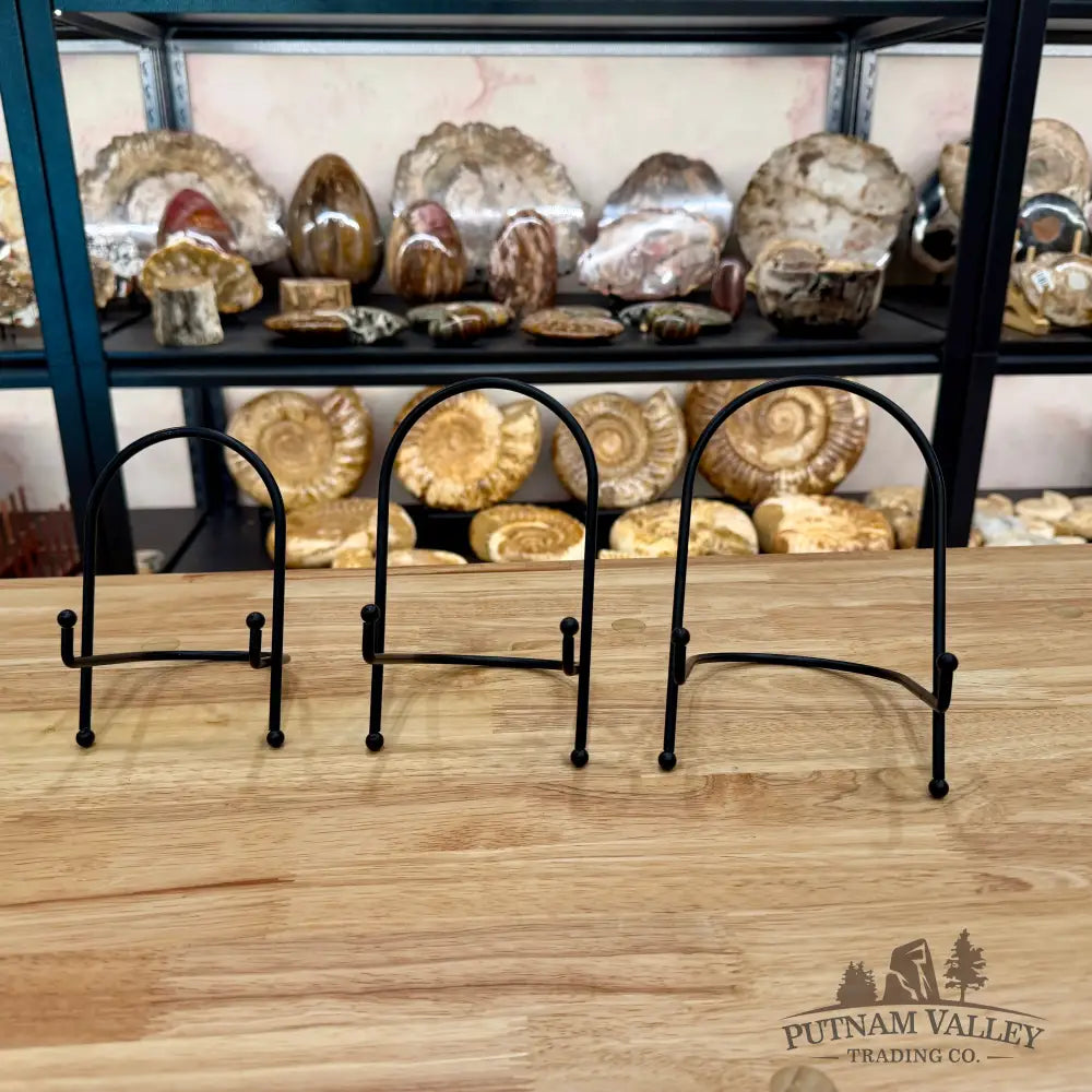 Black Metal Arched-Top Slab Stands Small Display Stands