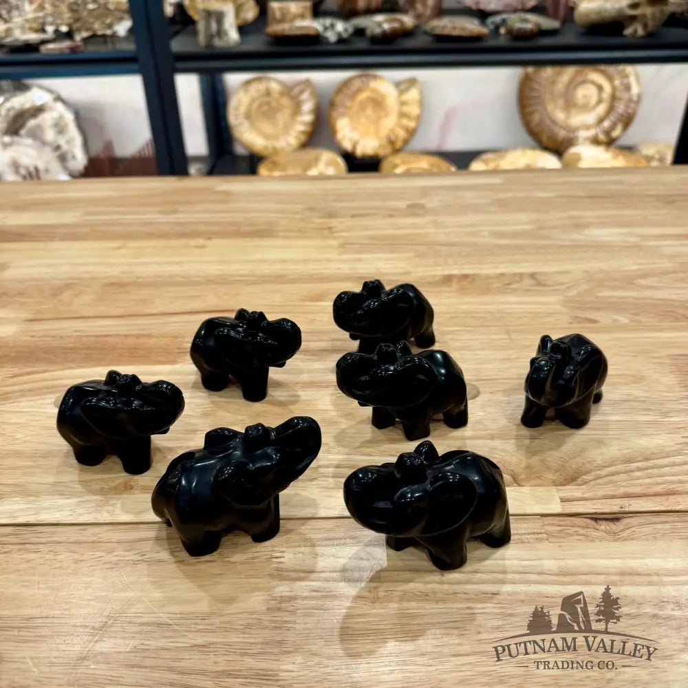 Black Obsidian Elephant Sculpture