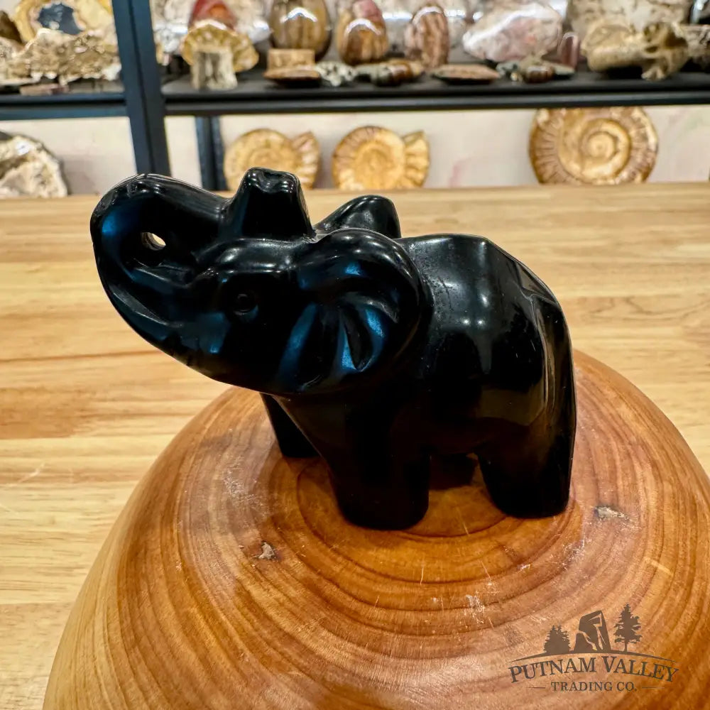 Black Obsidian Elephant Sculpture