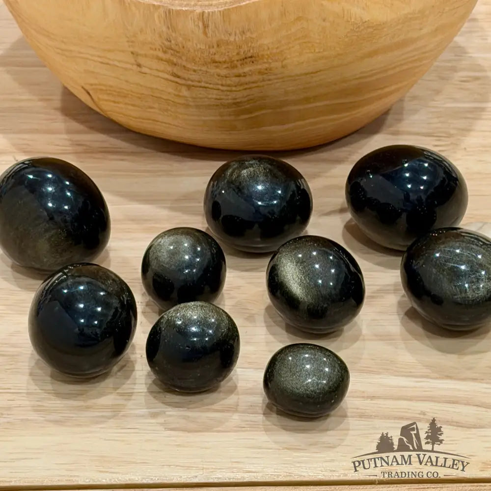 Golden Sheen Black Obsidian Mini ’Spheres’ (½ lb) - Tumbled Stone