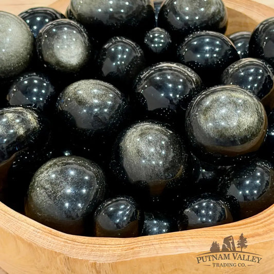 Golden Sheen Black Obsidian Mini ’Spheres’ (½ lb) - Tumbled Stone