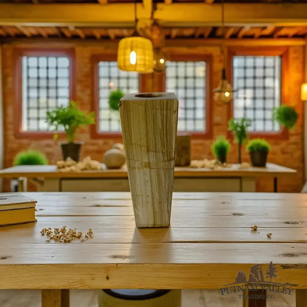 Burma Teak Marble Square Vase - Putnam Valley Trading Co.