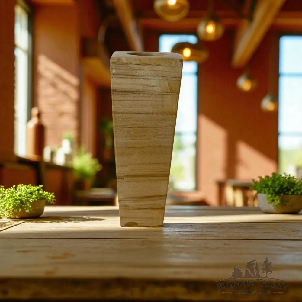 Burma Teak Marble Square Vase Vase