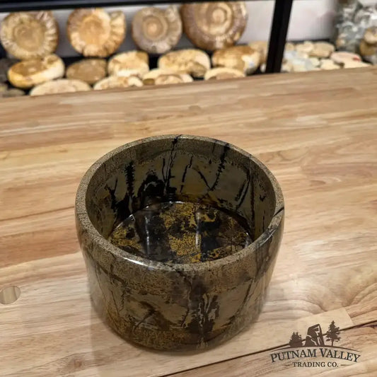 Chinese Painting Stone Bowl - Putnam Valley Trading Co.