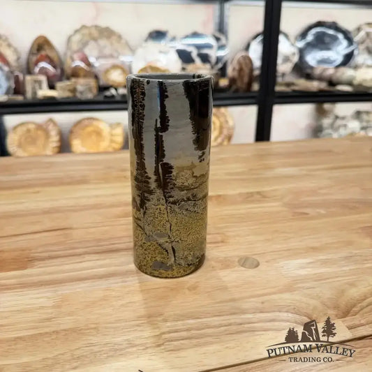Chinese Painting Stone Cylinder Vase - Putnam Valley Trading Co.