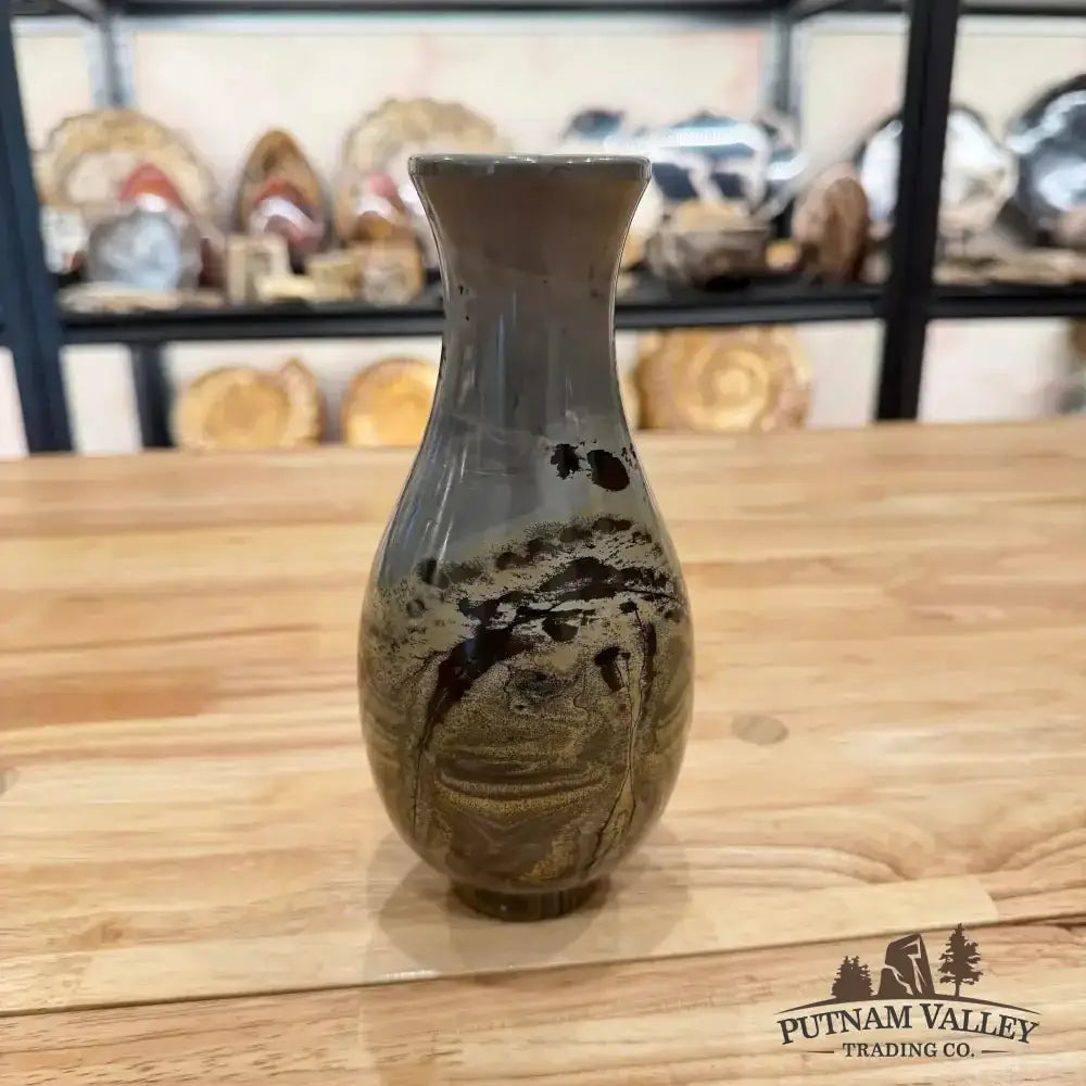 Chinese Painting Stone Gourd Vase - Putnam Valley Trading Co.