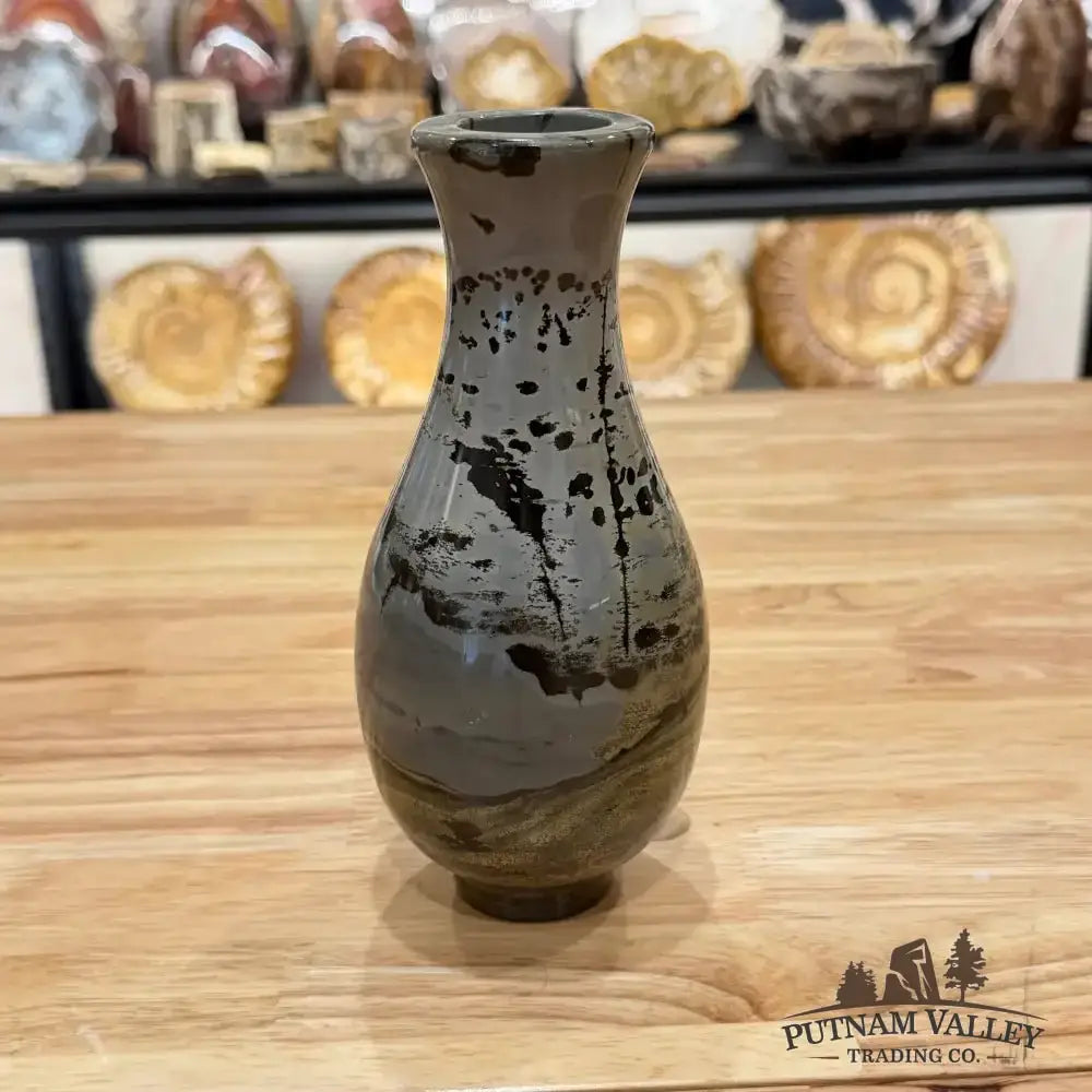 Chinese Painting Stone Gourd Vase - Putnam Valley Trading Co.