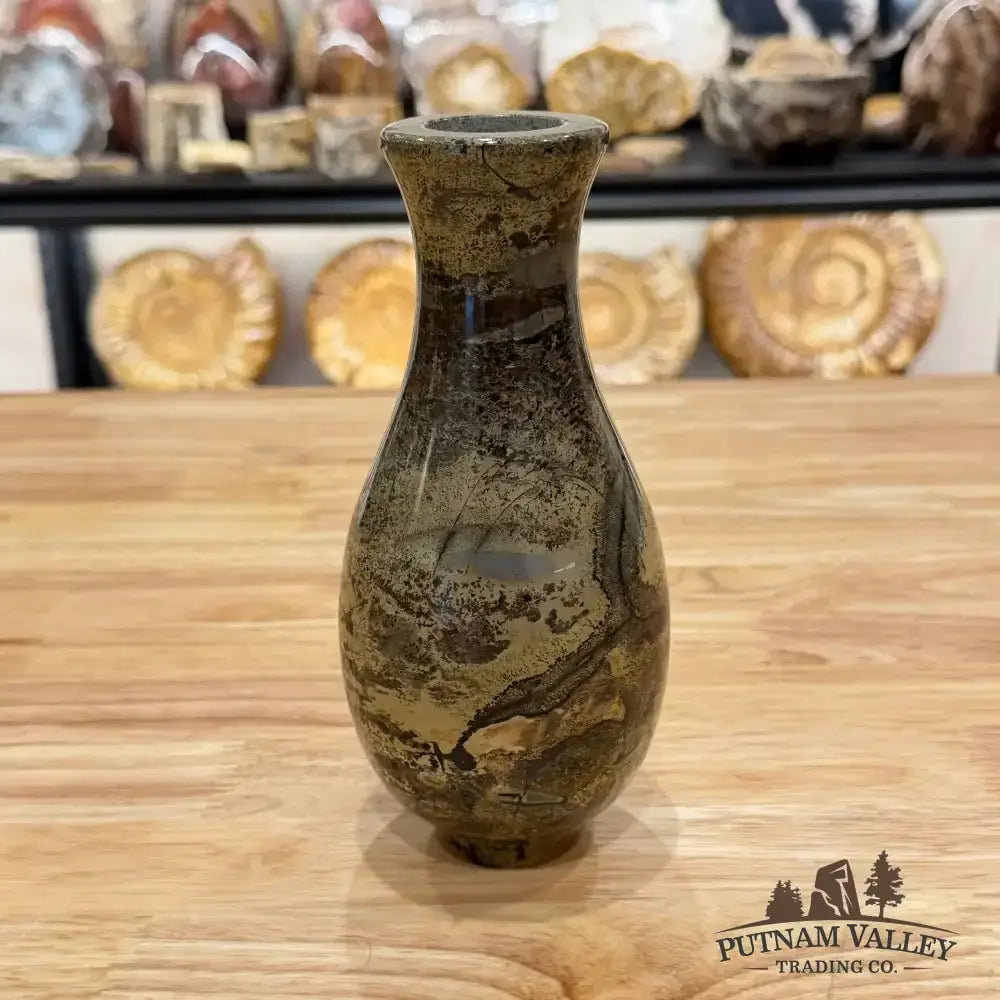Chinese Painting Stone Gourd Vase - Putnam Valley Trading Co.