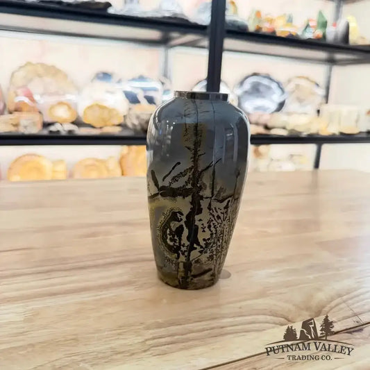 Chinese Painting Stone Ovoid Vase - Putnam Valley Trading Co.