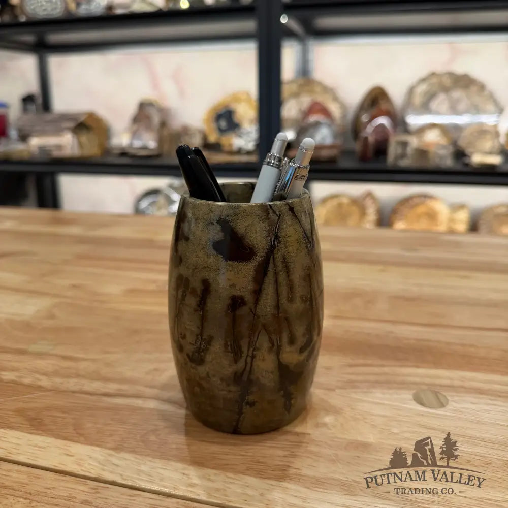 Chinese Painting Stone Pen Holder Vase