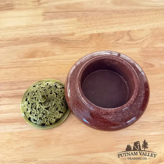 Chinese Painting Stone Round Trinket Box - Putnam Valley Trading Co.