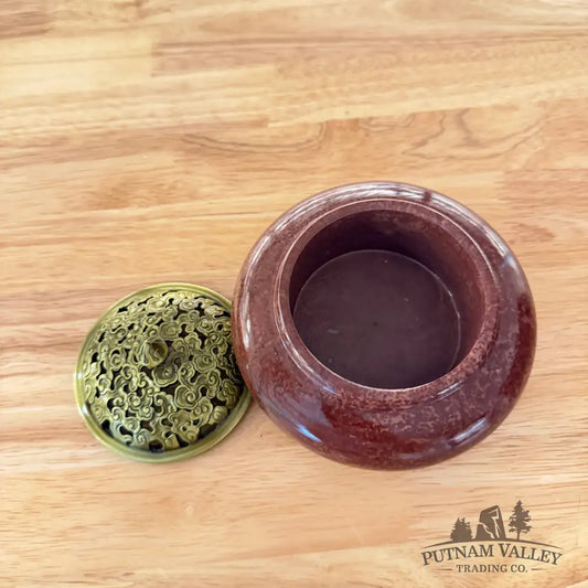 Chinese Painting Stone Round Trinket Box Display Box