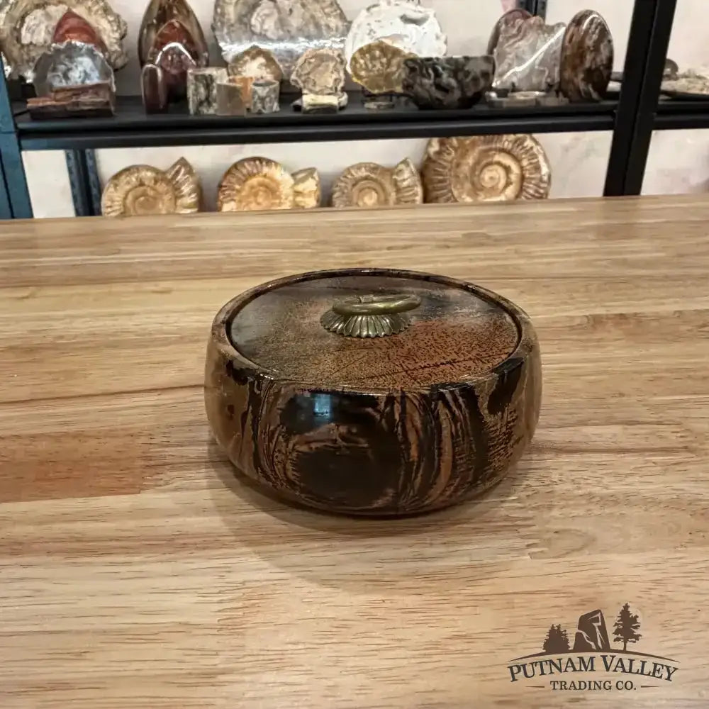 Chinese Painting Stone Round Trinket Box - Putnam Valley Trading Co.