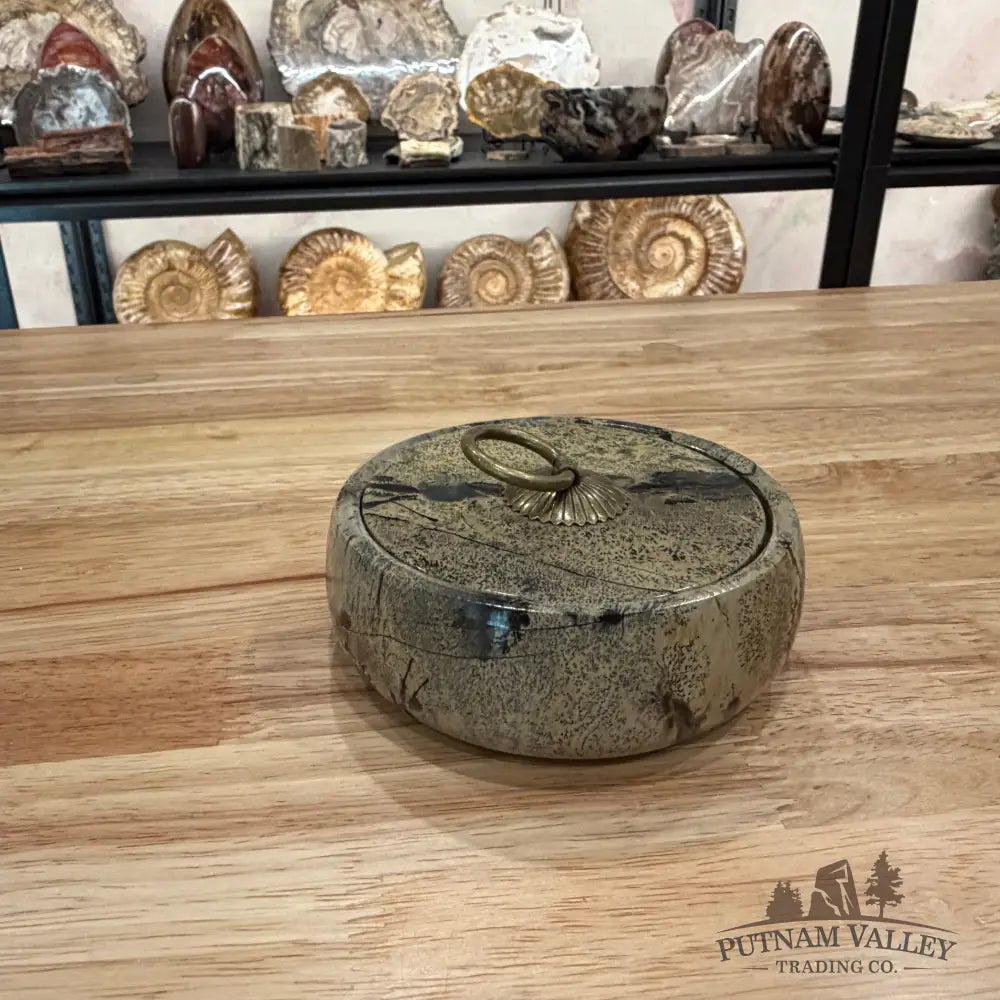 Chinese Painting Stone Keepsake Jar Display Box