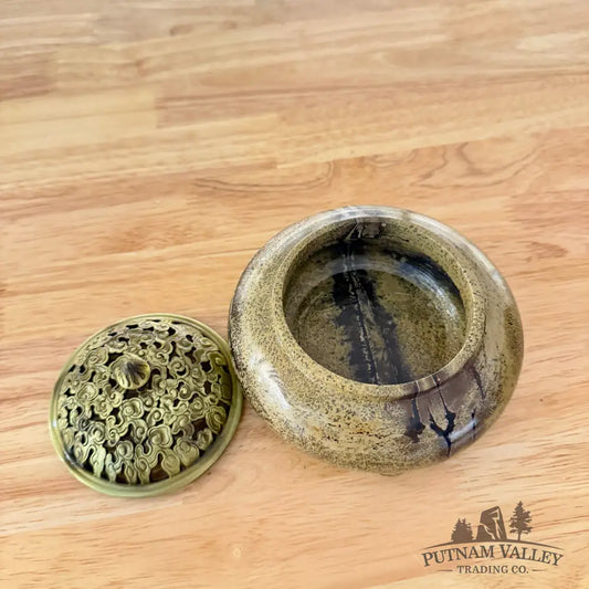 Chinese Painting Stone Round Trinket Box Display Box