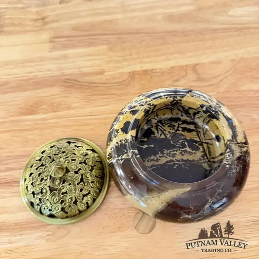 Chinese Painting Stone Round Trinket Box - Putnam Valley Trading Co.