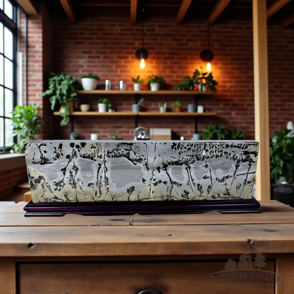 Chinese Painting Stone Table Accent Accent