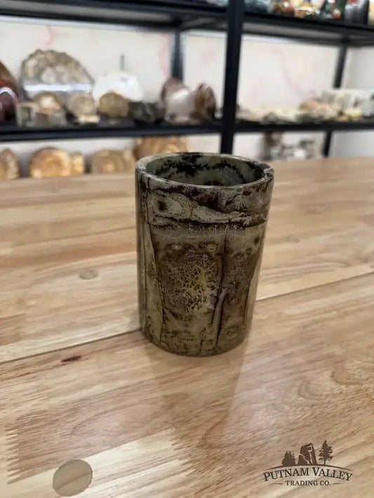 Chinese Painting Stone Utensil Crock - Putnam Valley Trading Co.