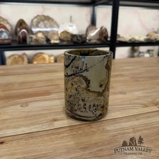 Chinese Painting Stone Utensil Crock - Putnam Valley Trading Co.