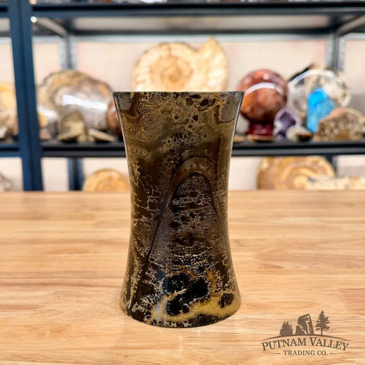 Chinese Painting Stone Flared Vase 5.89’’ Vase