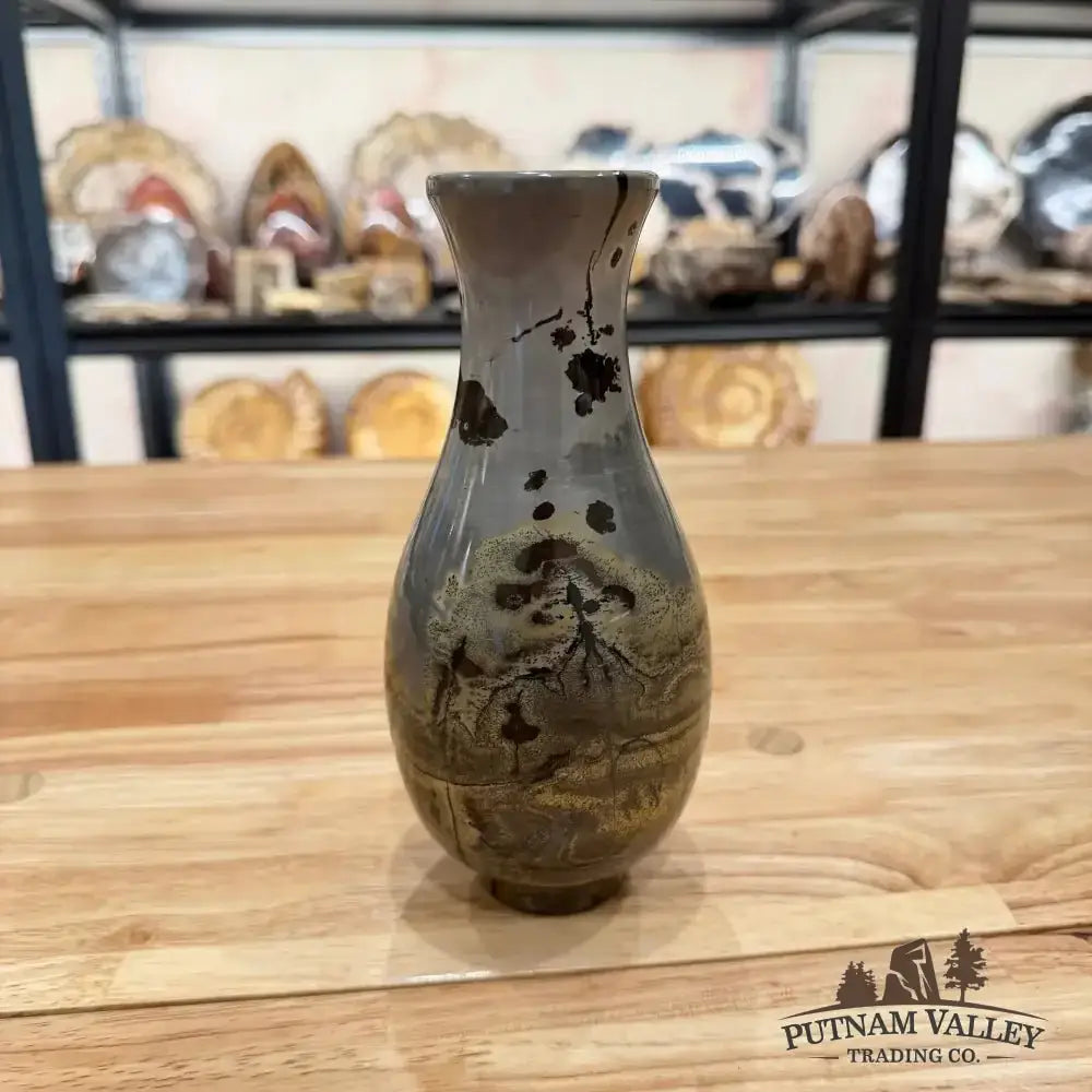Chinese Painting Stone Gourd Vase - Putnam Valley Trading Co.