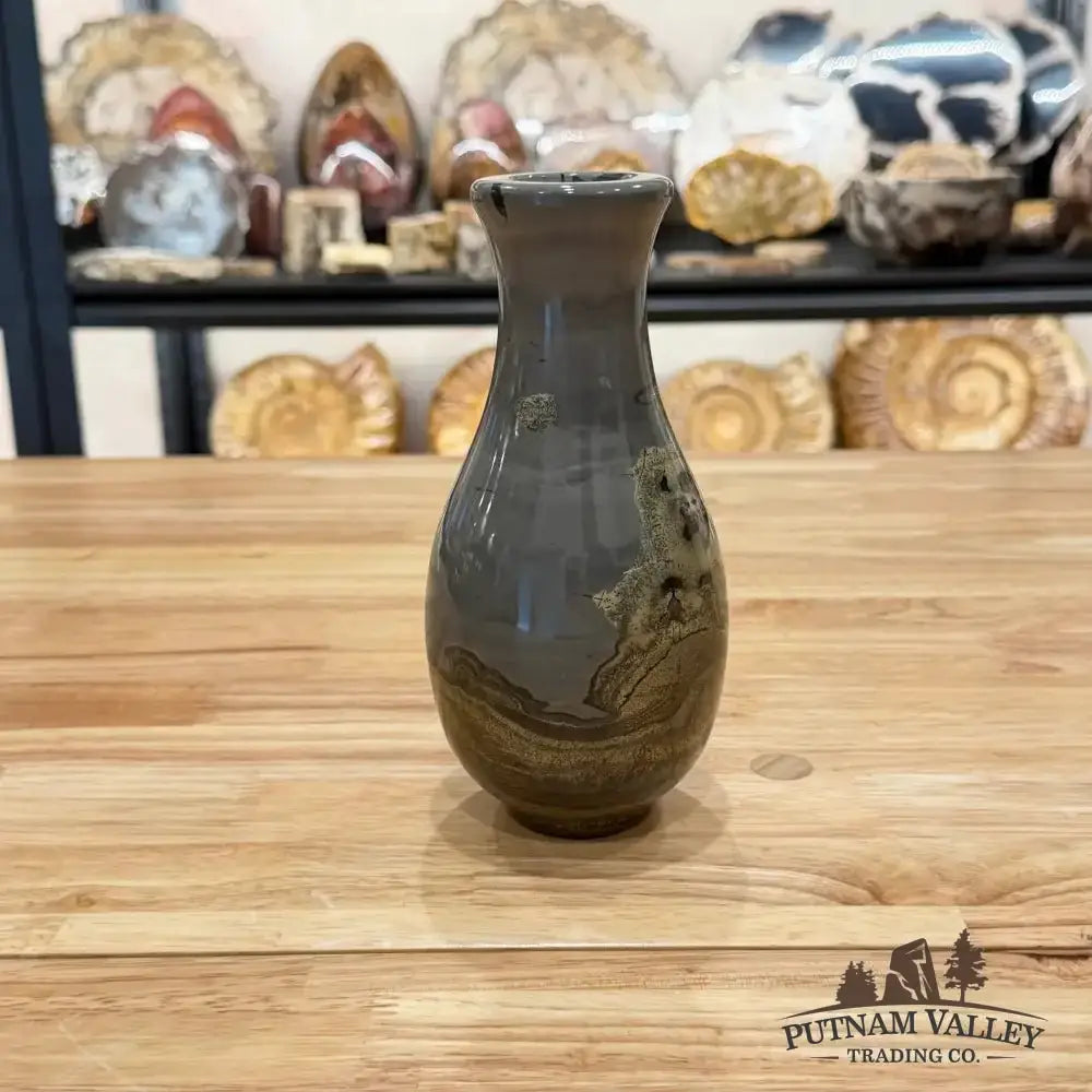 Chinese Painting Stone Gourd Vase - Putnam Valley Trading Co.