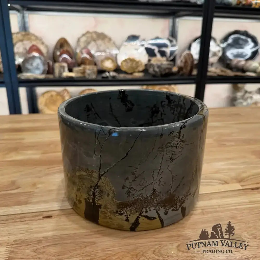 Chinese Painting Stone Large Bowl - Putnam Valley Trading Co.