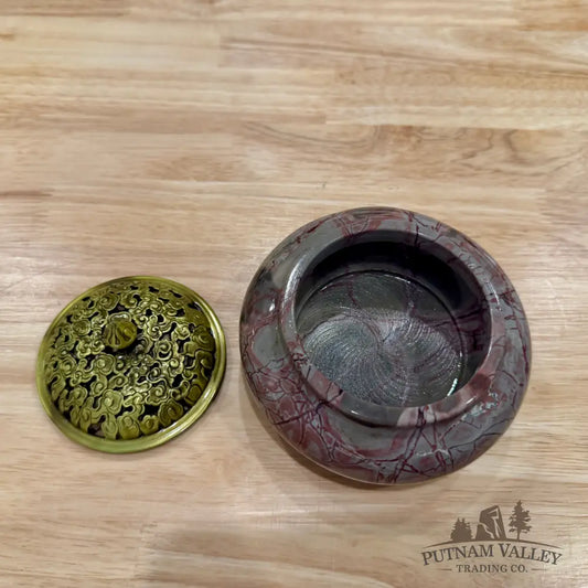 Chinese Picture Jasper Trinket Box | Incense Burner 3 - Display Box