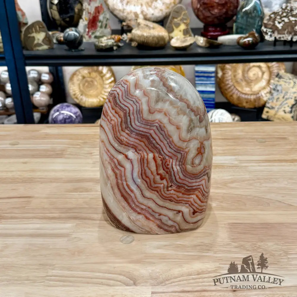 Dali Red Banded Calcite Freeform Table Accent 8.3’’ | 17.3lb - Sculpture