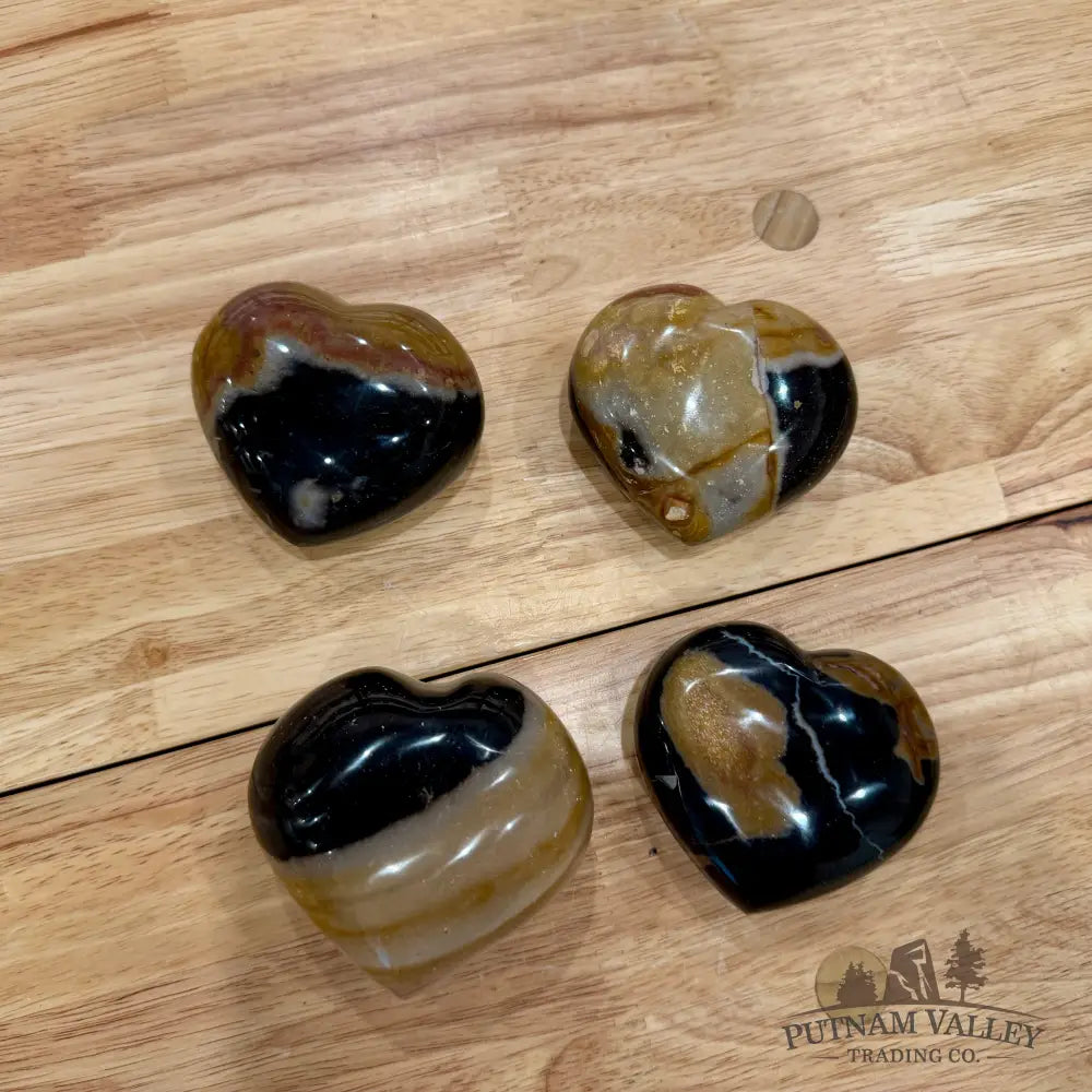 Black & Tan Polychrome Jasper Hearts 2.61’’ - 3’’ Heart