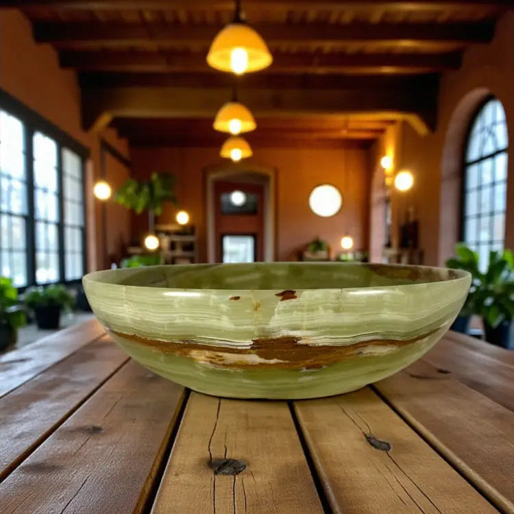Green Banded Calcite Bowl 12’’ Bowl