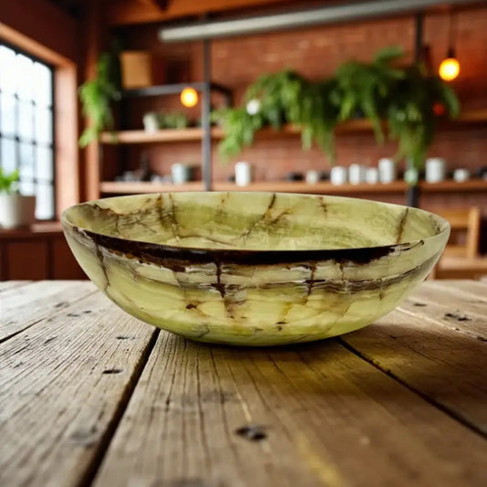 Green Banded Calcite Bowl 12’’ Bowl