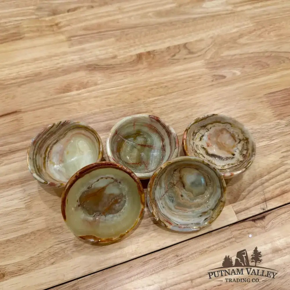 Green Banded Calcite Bowls 3" - Putnam Valley Trading Co.