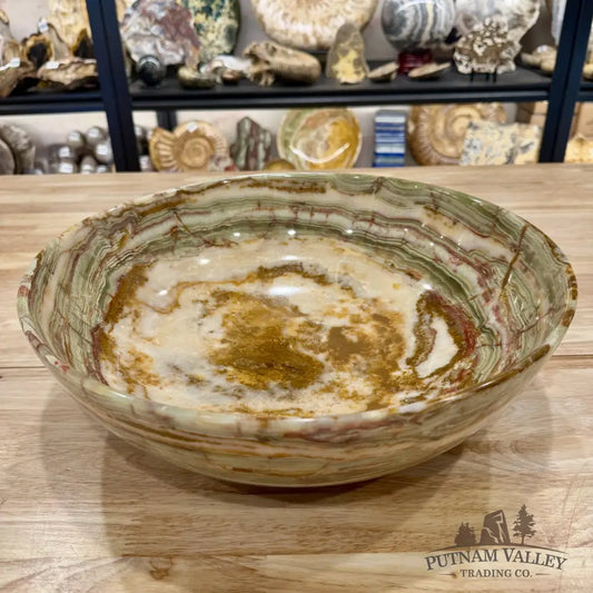 Green Banded Calcite Bowl 13.9’’ - Bowl