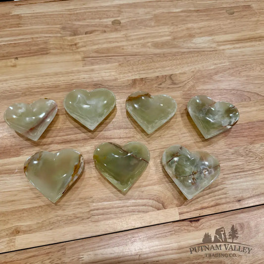 Green Banded Calcite Heart Dish 3.5’’ Plate