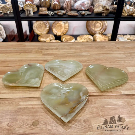 Green Banded Calcite Heart Dish 6.5’’ Plate
