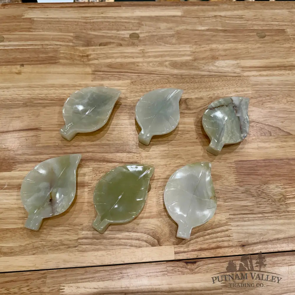 Green Banded Calcite Leaf Dish 4.5’’ Plate