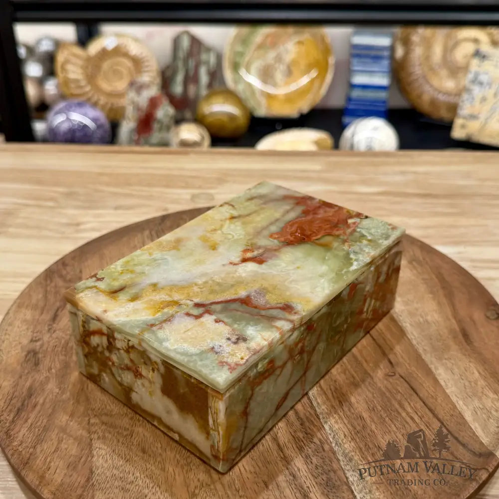 Green Banded Calcite Rectangle Box | Pakistan Onyx - Trinket Box