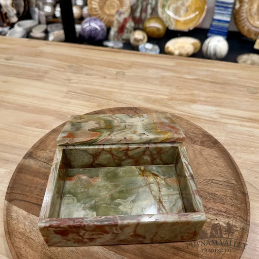 Green Banded Calcite Rectangle Box | Pakistan Onyx - Trinket Box
