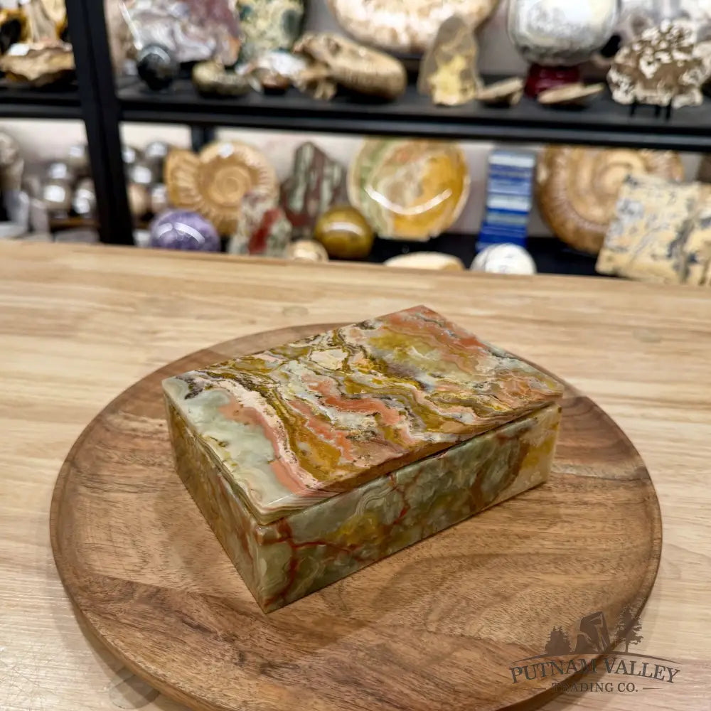 Green Banded Calcite Rectangle Box | Pakistan Onyx - Trinket Box