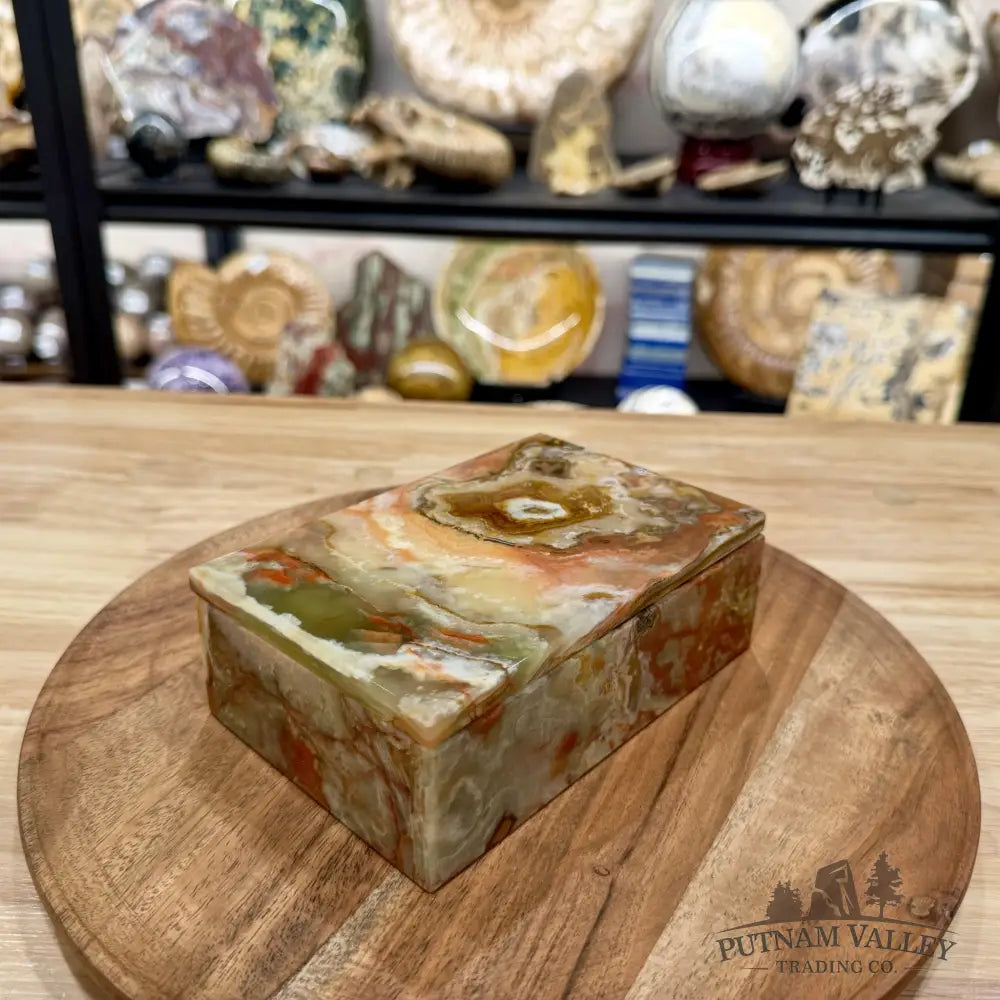 Green Banded Calcite Rectangle Box | Pakistan Onyx - Trinket Box