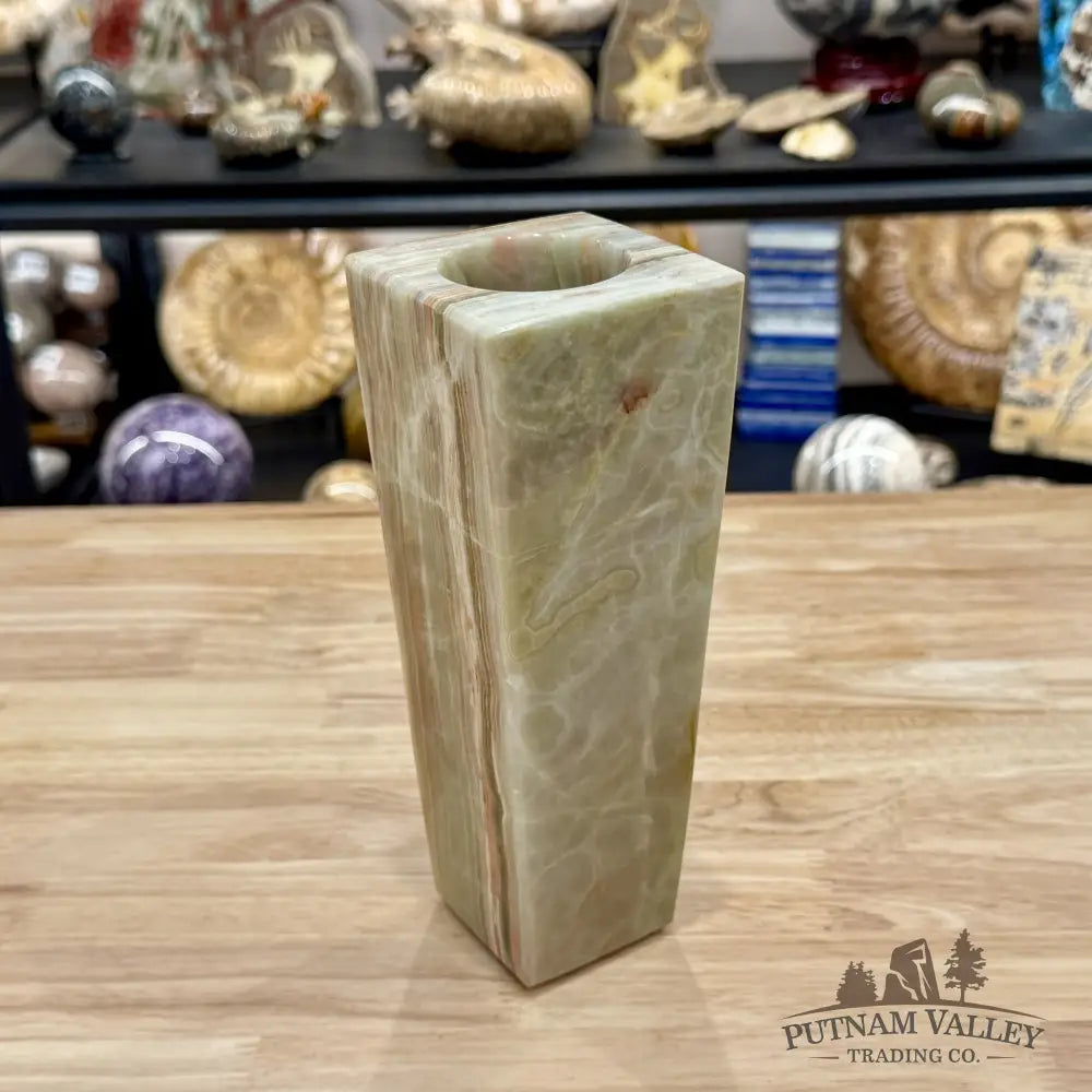 Green Banded Calcite Square Vase - Vase